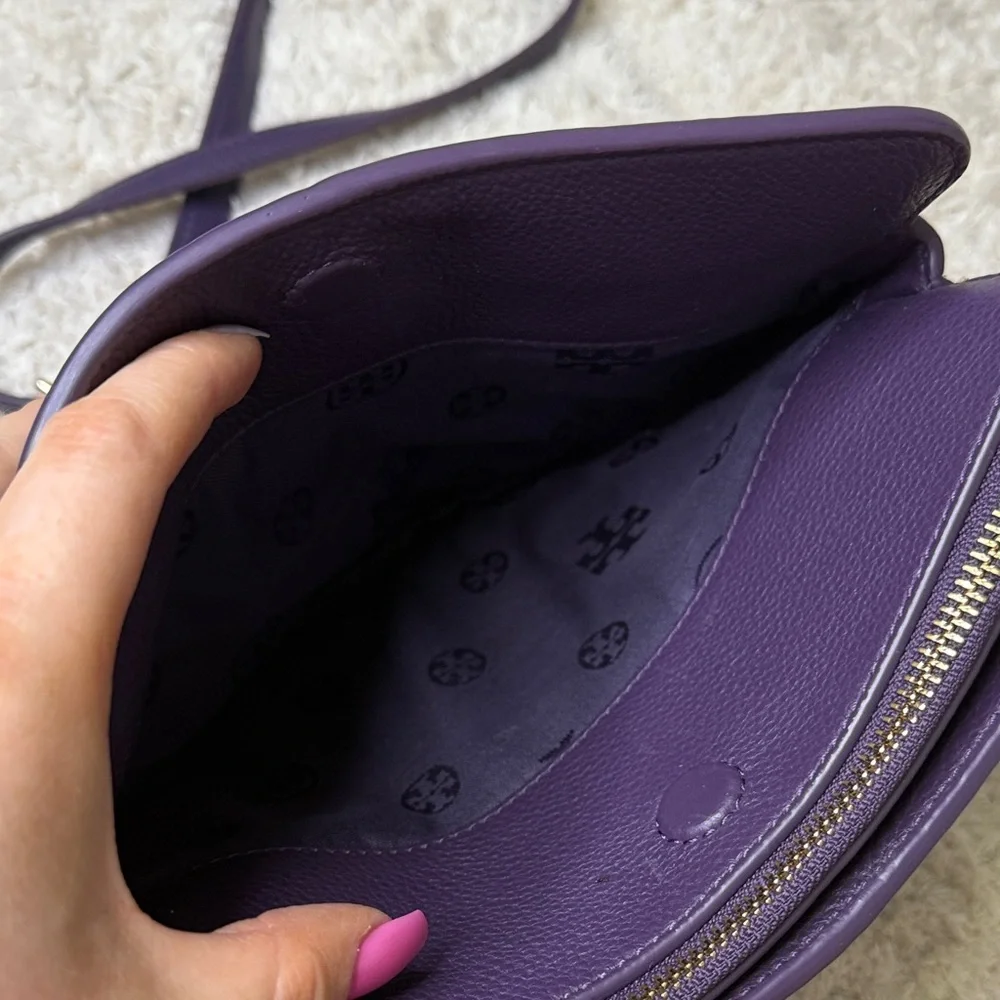 Tory Burch Dark Purple Crossbody Bag with Gold Accents - Picture 9 of 12
